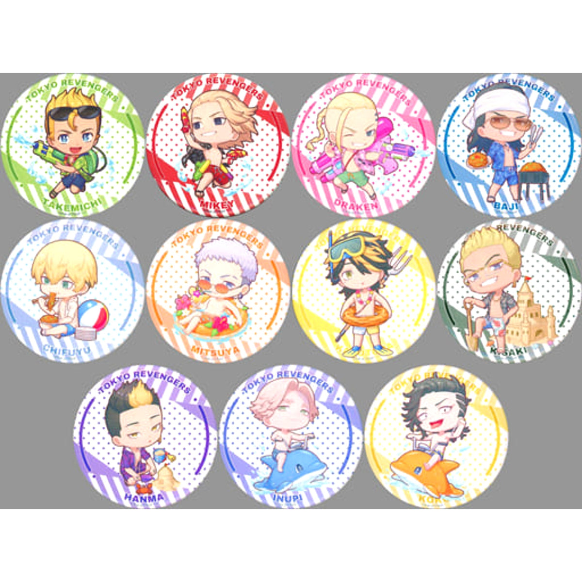 Tokyo Revengers Ken Ryuguji & Others Random Can Badge Mini Character Smile Base Cafe Limited All 11 Types Set Buttons [USED]