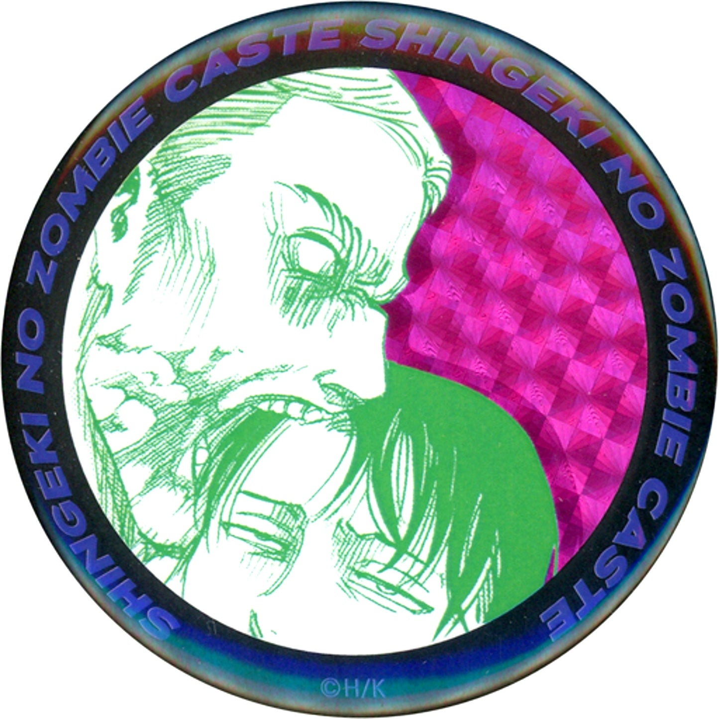 Levi & Erwin Attack of the Zombie Caste Hologram Button Attack on Titan Online Exhibition [USED]