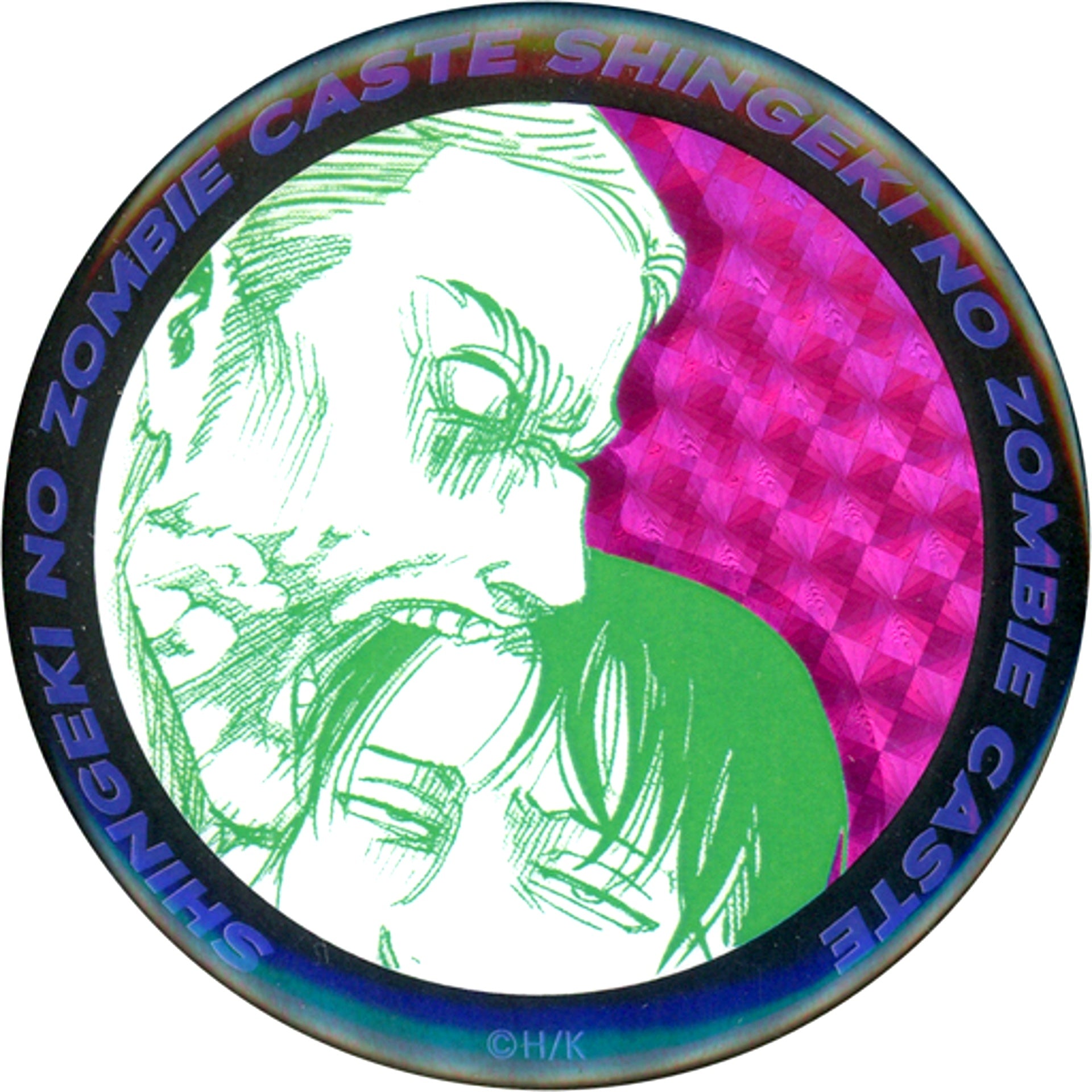 Levi & Erwin Attack of the Zombie Caste Hologram Button Attack on Titan Online Exhibition [USED]