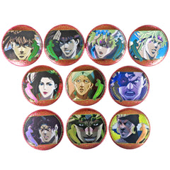 JoJo's Bizarre Adventure Joseph Joestar & Others Scene Badge Collection 2 Battle Tendency Anime 10th Anniversary Exhibition Limited All 10 Types Set Buttons [USED]
