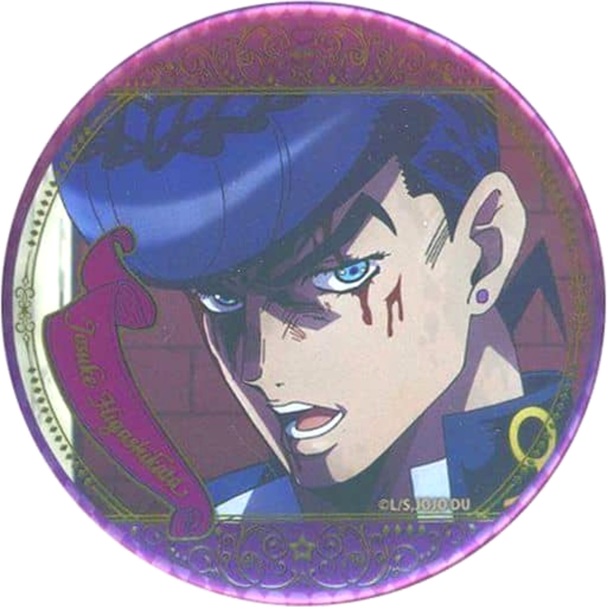 JoJo's Bizarre Adventure Josuke Higashikata Facing Right Scene Photo Badge Collection 5 Diamond is Unbreakable A Anime 10th Anniversary Exhibition Limited Buttons [USED]