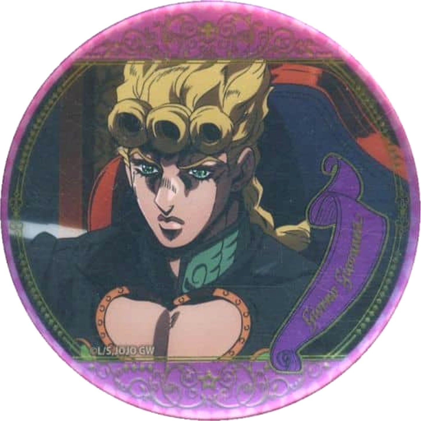 Giorno Giovanna Facing Right JoJo's Bizarre Adventure Scene Badge Collection 7 Golden Wind A Anime 10th Anniversary Exhibition Limited [USED]