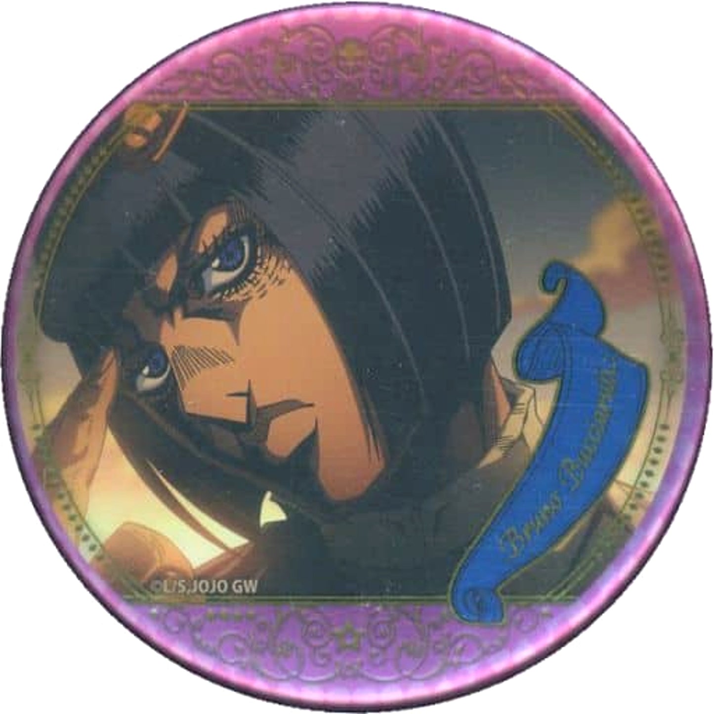 Bruno Bucciarati Evening JoJo's Bizarre Adventure Scene Badge Collection 7 Golden Wind A A Anime 10th Anniversary Exhibition Limited [USED]