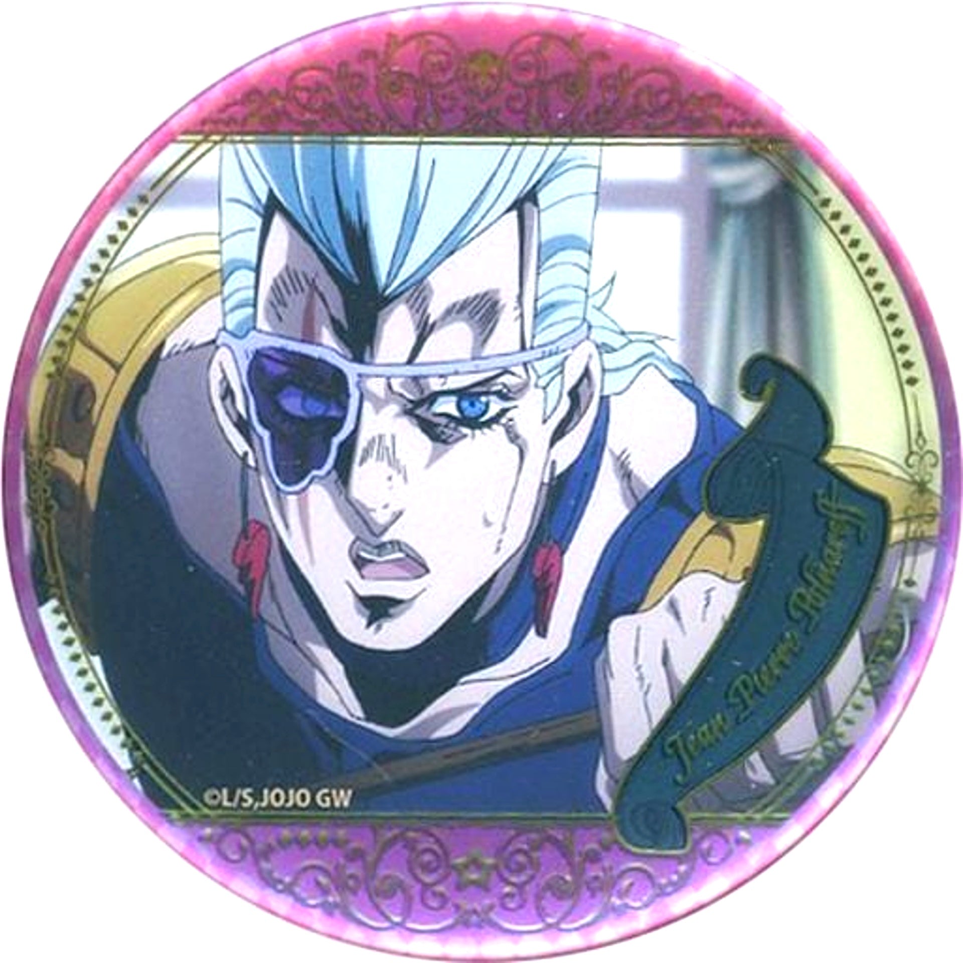 Jean Pierre Polnareff JoJo's Bizarre Adventure Anime 10th Anniv Exhibition Scene Shot Button Collection 7 Golden Wind A [USED]