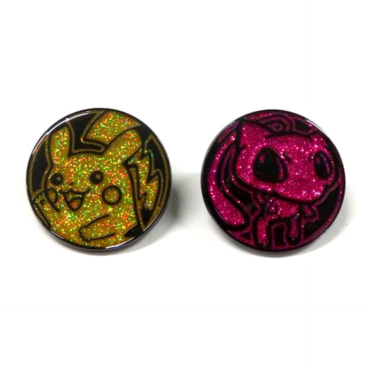 Set of 2 Pikachu & Mew Pokemon Card Game Pokemon Coin Design Pins Prize G PokeCA Goods Kuji 2022 [USED]