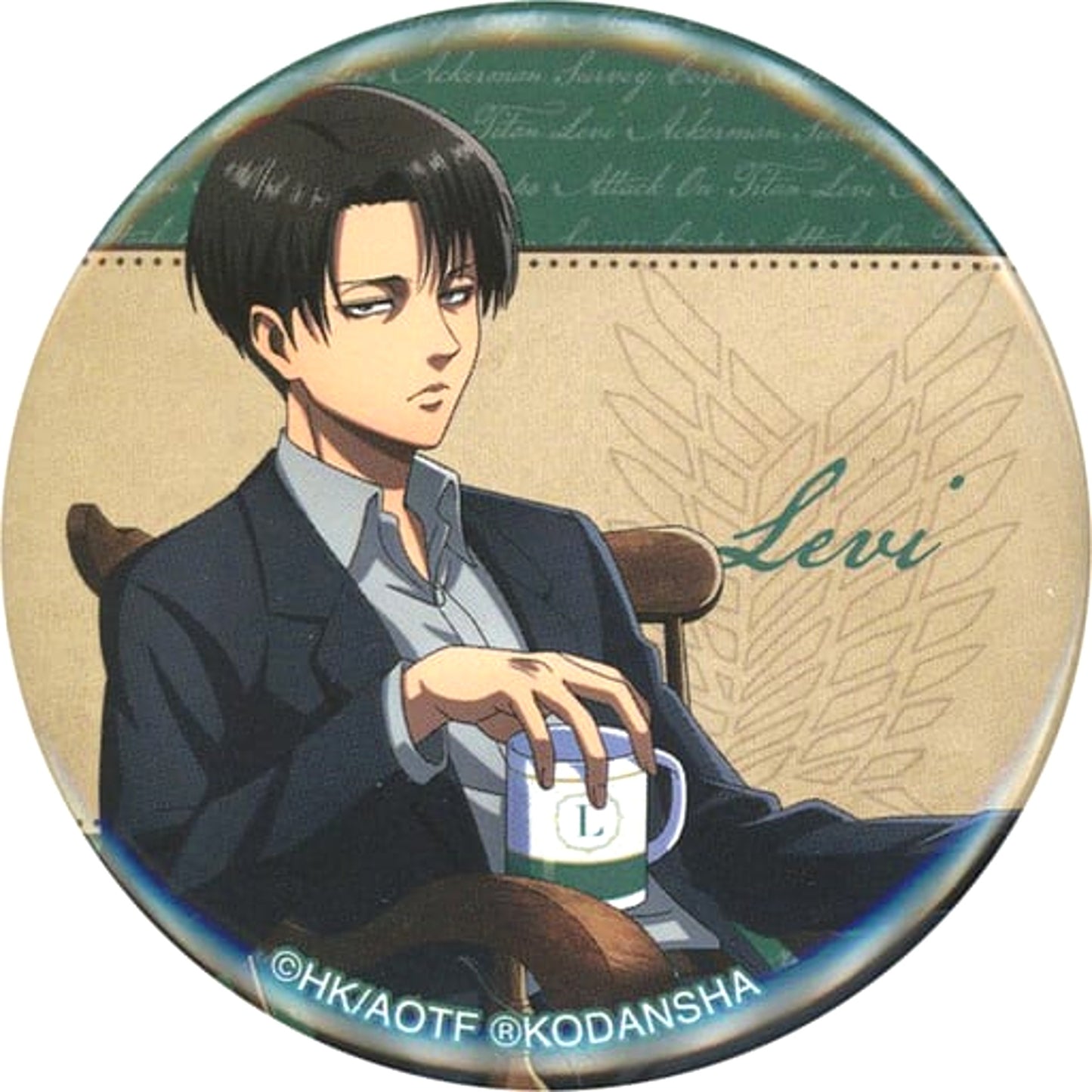 Levi Ackerman Attack on Titan Newly Drawn Illustration Tea Time Ver. Random Button Soldiers' Tea Time in Animate Limited Soldier's Tea Time [USED]