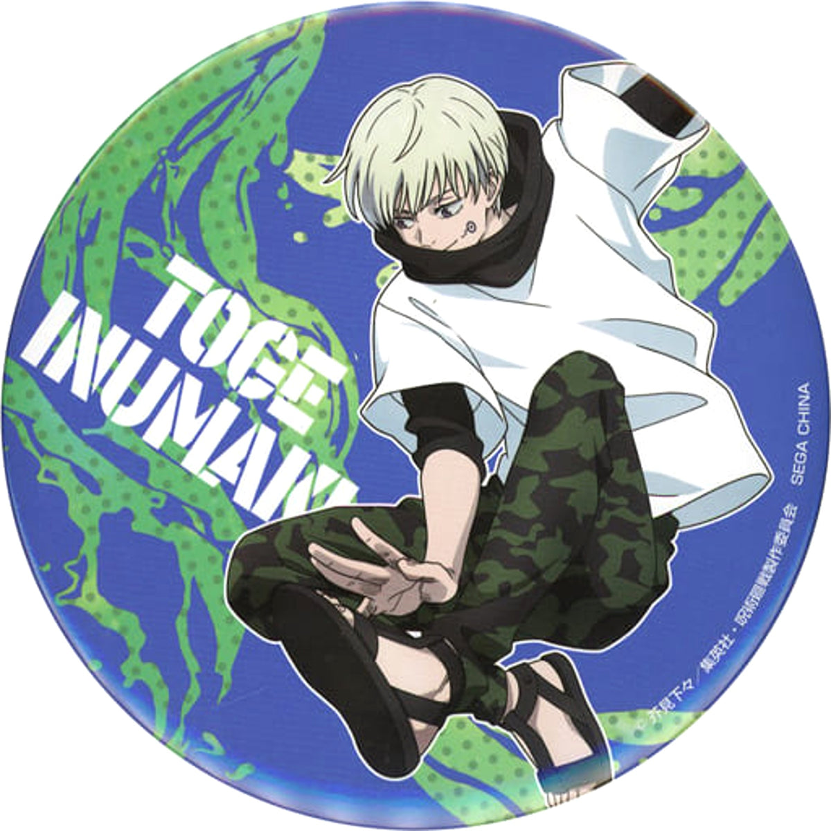 Jujutsu Kaisen Toge Inumaki Name Sega Lucky Kuji Splash x Battle Can Badge Prize K Buttons [USED]