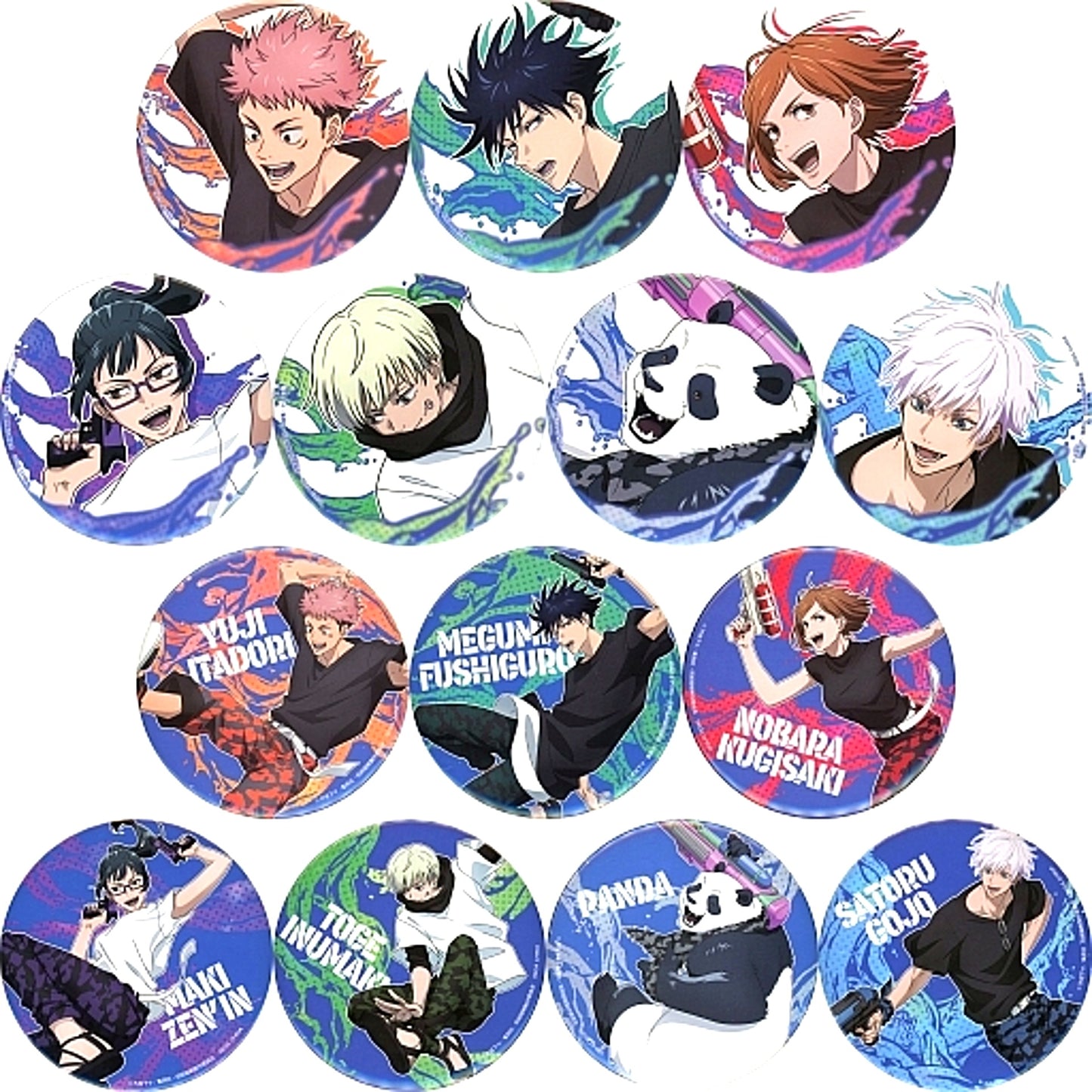 Set of 14 Jujutsu Kaisen Sega Lucky Kuji SPLASH x BATTLE Button Prize K [USED]
