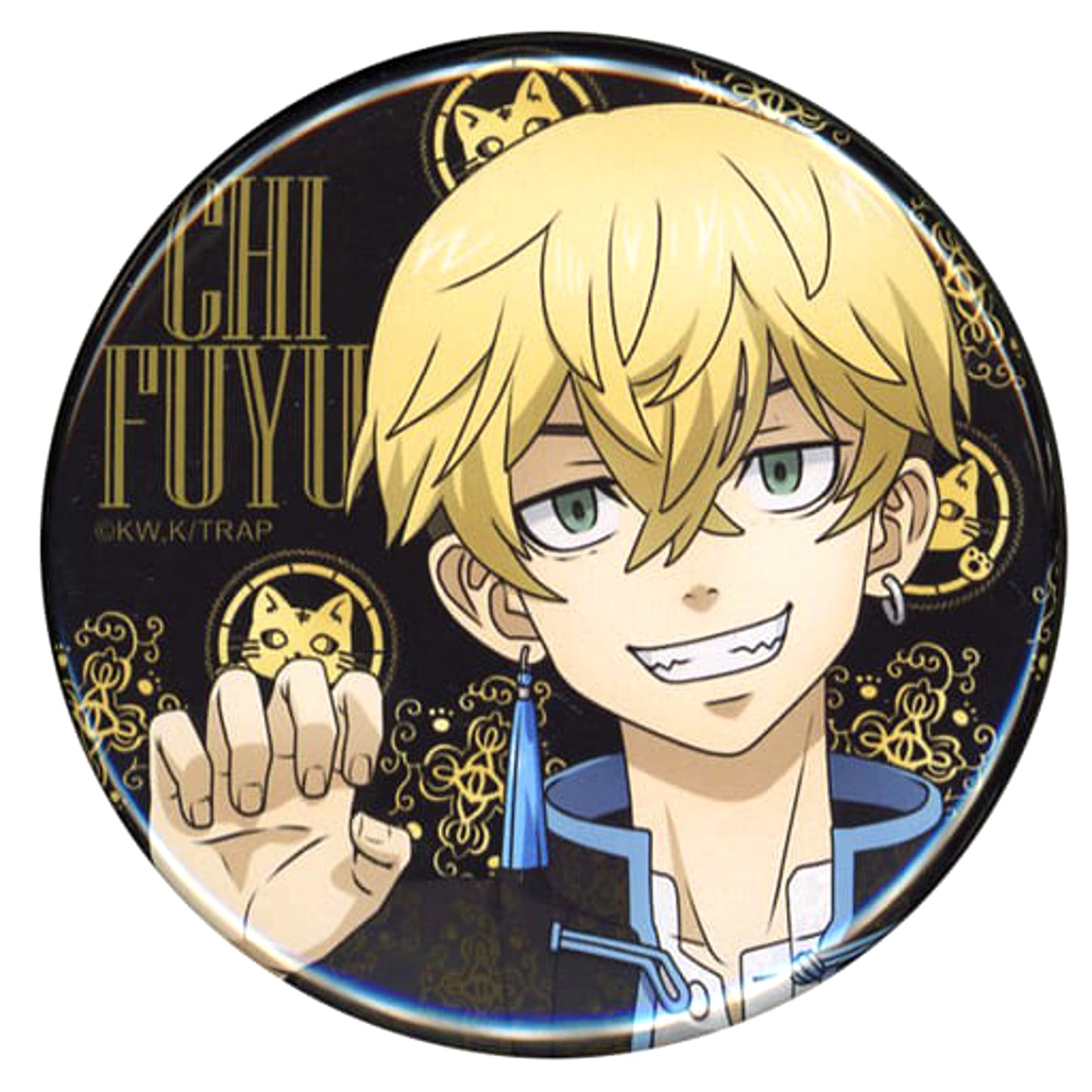 Chifuyu Matsuno Black Background Tokyo Revengers Marukuji China Clothes Ver. Newly Drawn Button Little Luck 05 [USED]