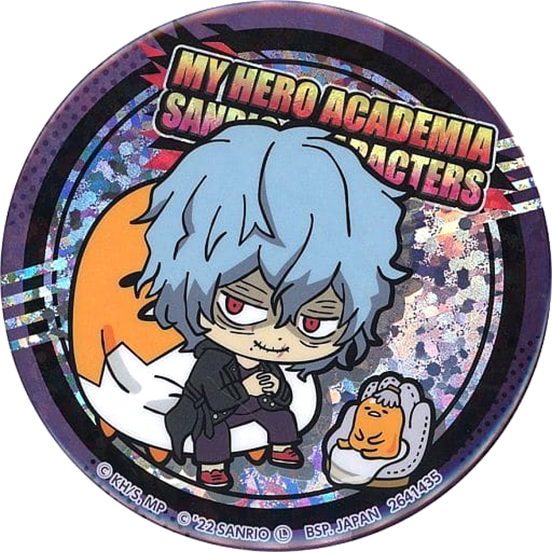 My Hero Academia x Sanrio Characters Tomura Shigaraki Gudetama Hologram Can Badge Buttons [USED]