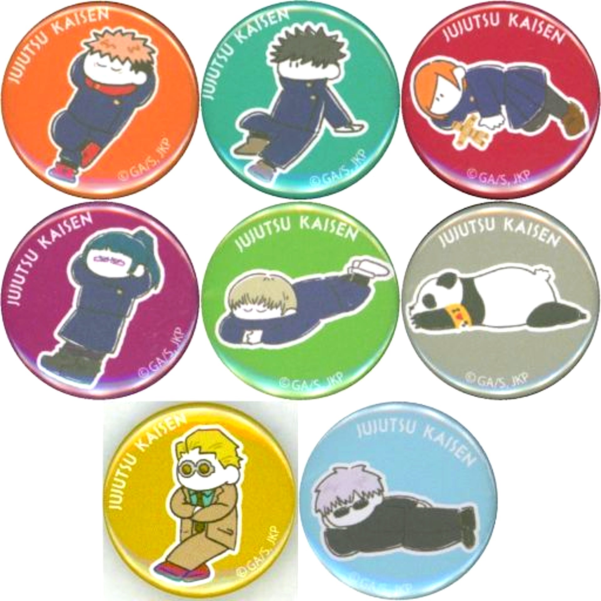 Set of 8 Jujutsu Kaisen Mamekan Trading Mini Button Oyasumishimasu [USED]