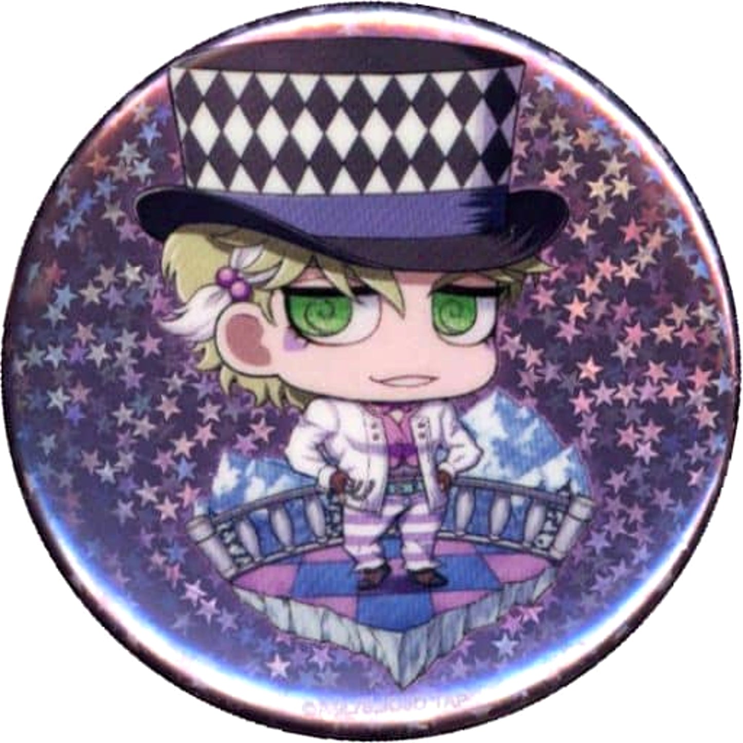 Caesar Anthonio Zeppeli JoJo's Bizarre Adventure Holo Button Jojo World2 Limited Mini Game Chi no Gishiki: Ishi Kamen ni Erabareshimono Oh My God! Kiss no Sticker Game Prize B [USED]