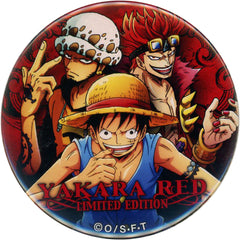One Piece Luffy Kid Law Yakara Can Badge Red animate Limited Buttons [USED]