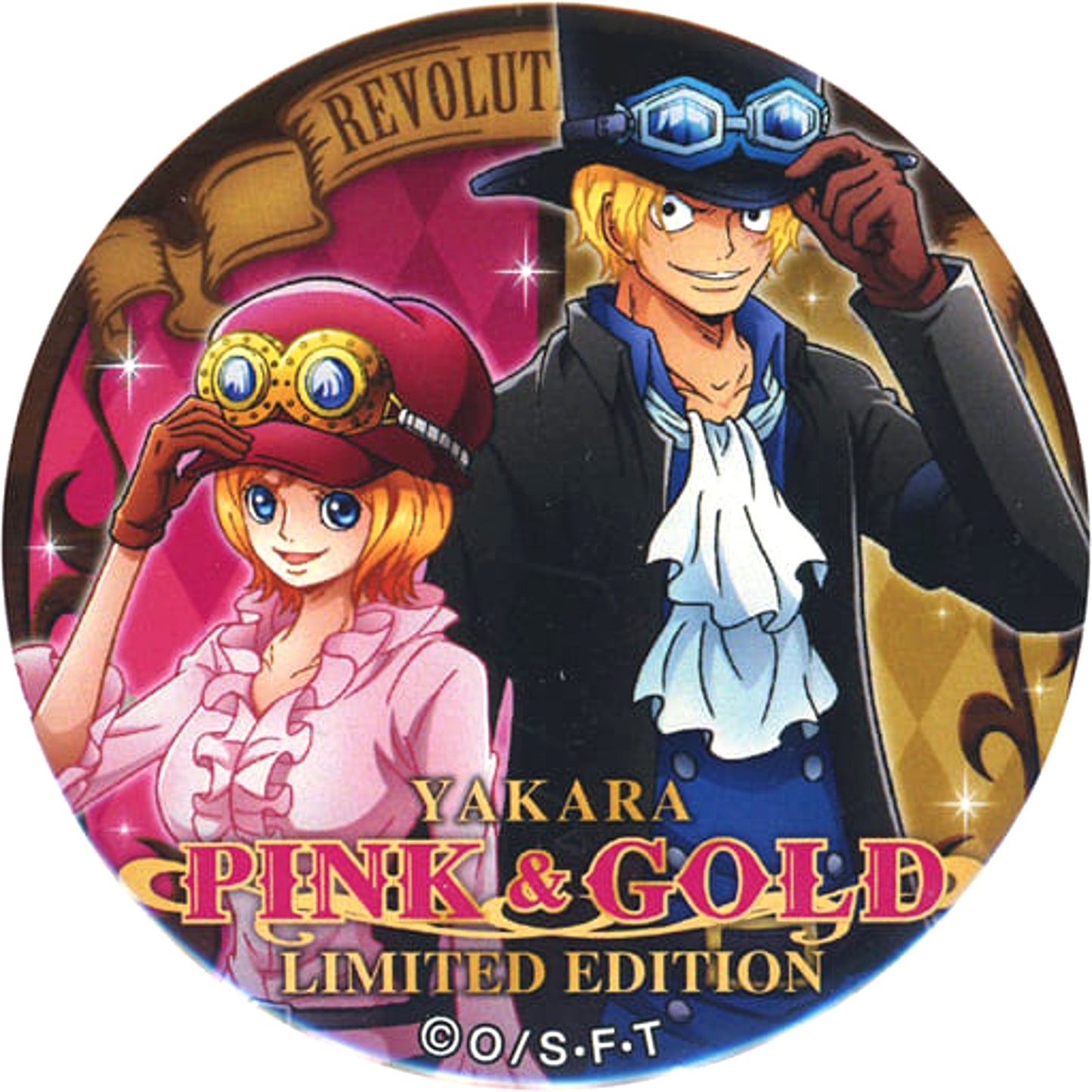 One Piece Sabo Koala Yakara Can Badge Pink&Gold animate Limited Buttons [USED]