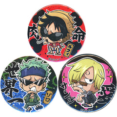 One Piece Luffy Zoro Sanji Oraora Can Badge Set Buttons [USED]