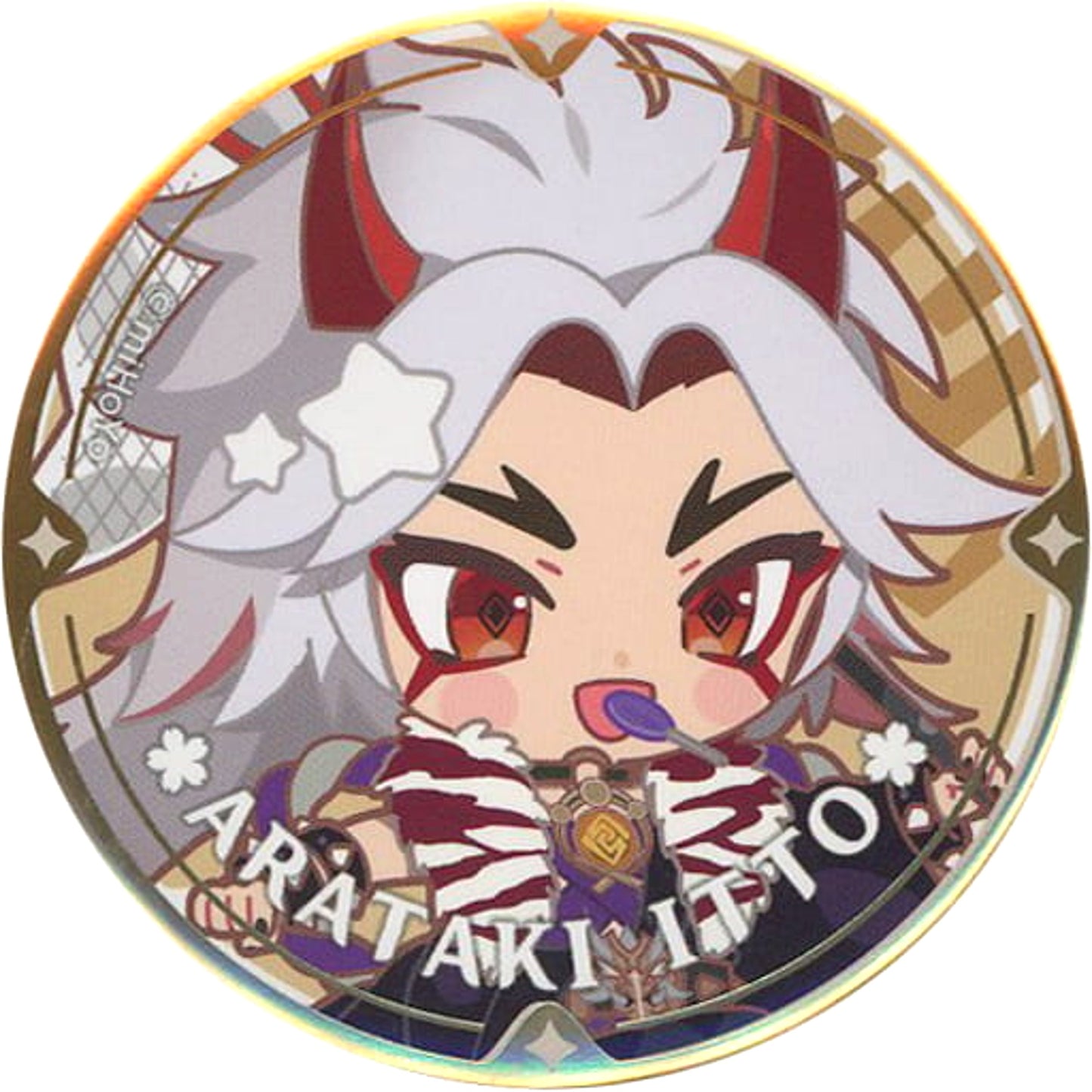 Genshin Itto Arataki Chibi Chara Trading Can Badge Sweets Paradise Obu Banrai Limited Buttons [USED]
