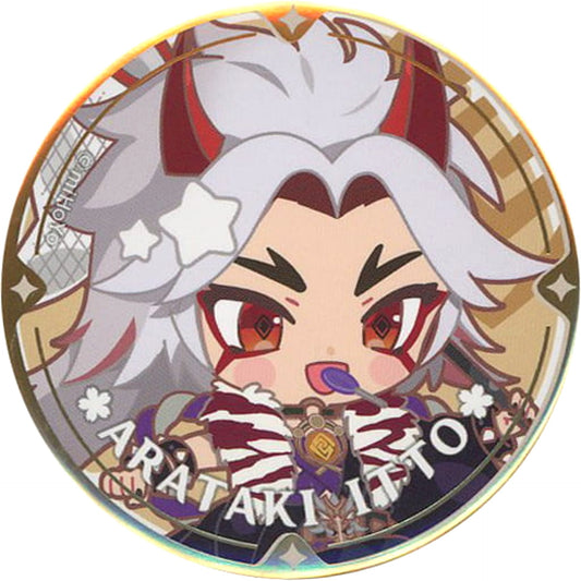 Genshin Itto Arataki Chibi Chara Trading Can Badge Sweets Paradise Obu Banrai Limited Buttons [USED]