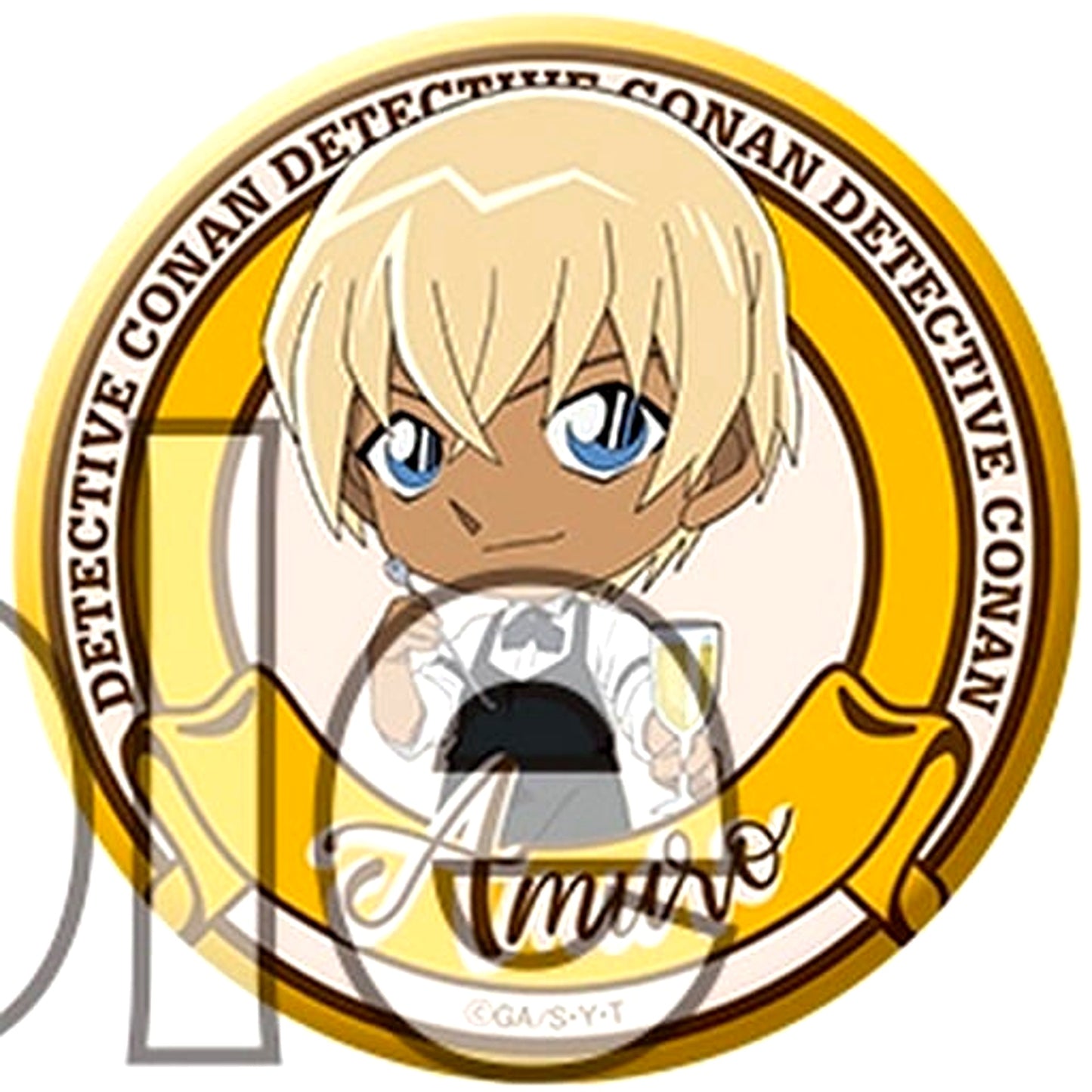 Toru Amuro Detective Conan Trading Button Bartender Deformed [USED]