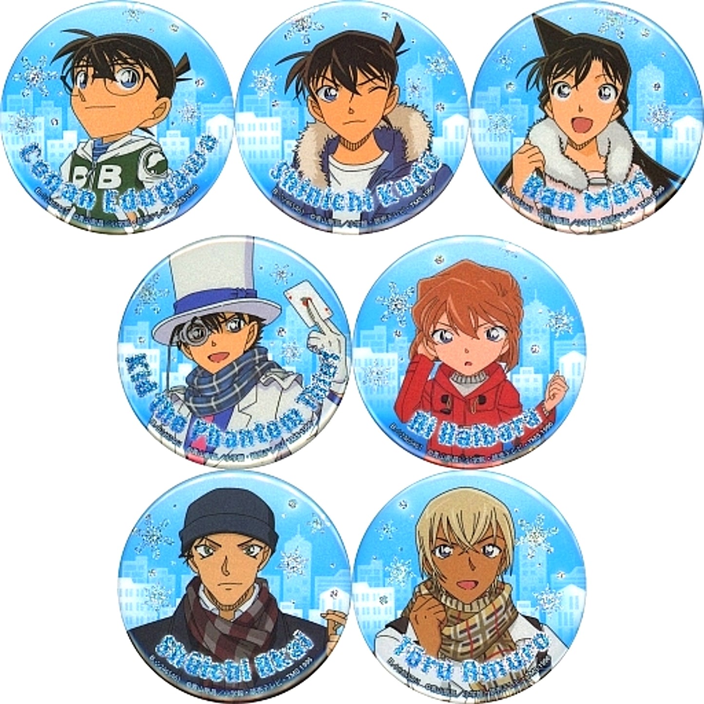 Set of 7 Detective Conan Capsule Button Collection [USED]