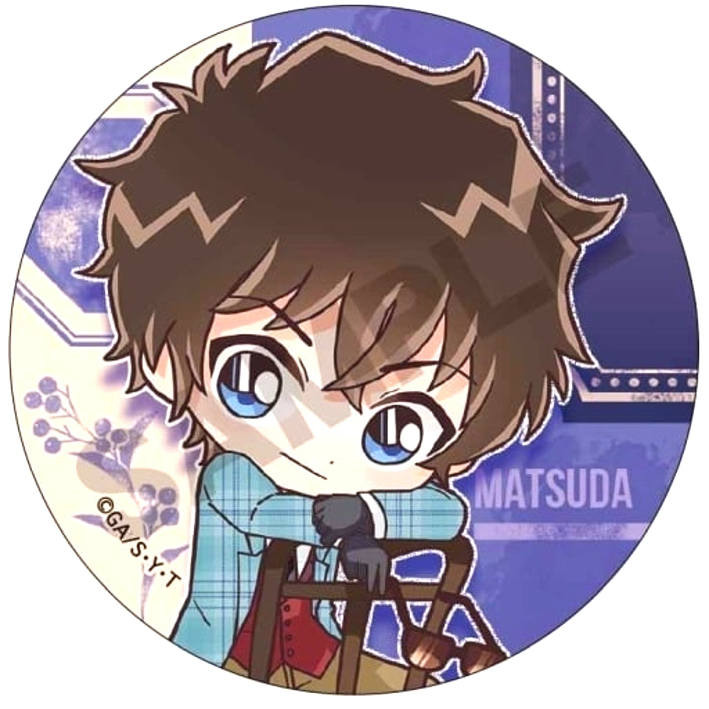 Jinpei Matsuda Detective Conan Trading Button Mini Character British Style [USED]