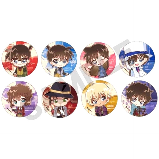 Set of 8 Detective Conan Trading Button Mini Character British Style [USED]