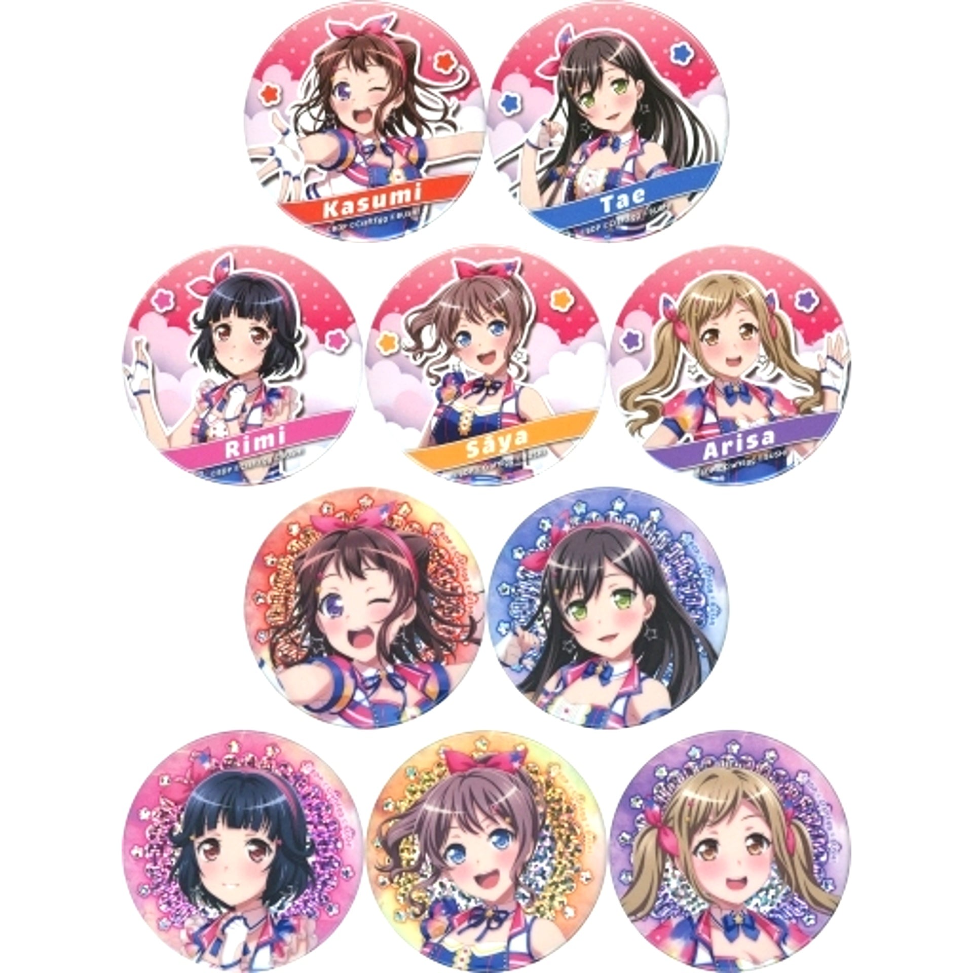 Set of 10 BanG Dream! 10th LIVE DAY3 Poppin'Party Hoppin' Poppin' Dreamin'!! Trading Button [USED]