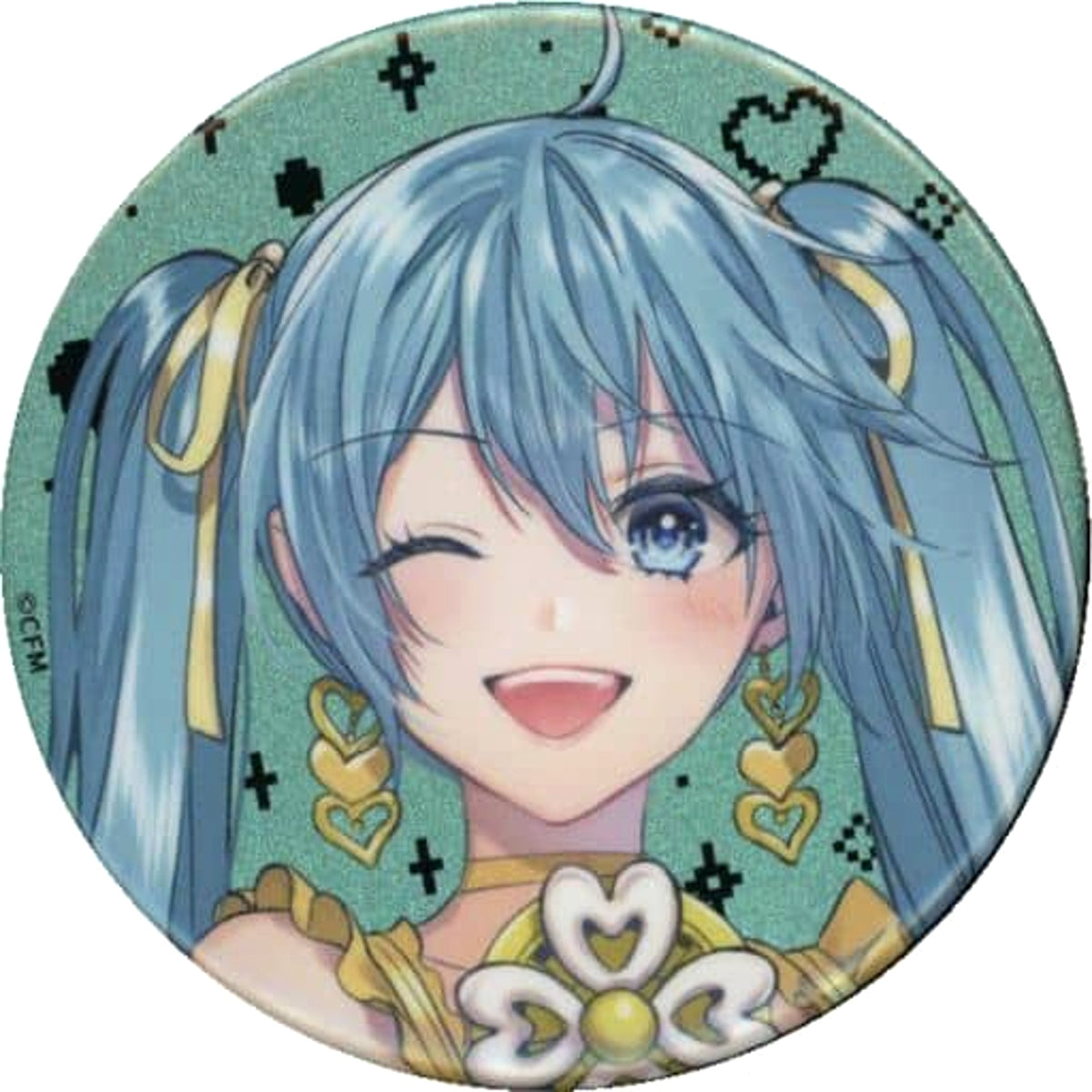 VOCALOID Hatsune Miku Glitter Rakuten Collection Kagamine Rin/Len Happy 14th Birthday Can Badge Prize E-9 Buttons [USED]