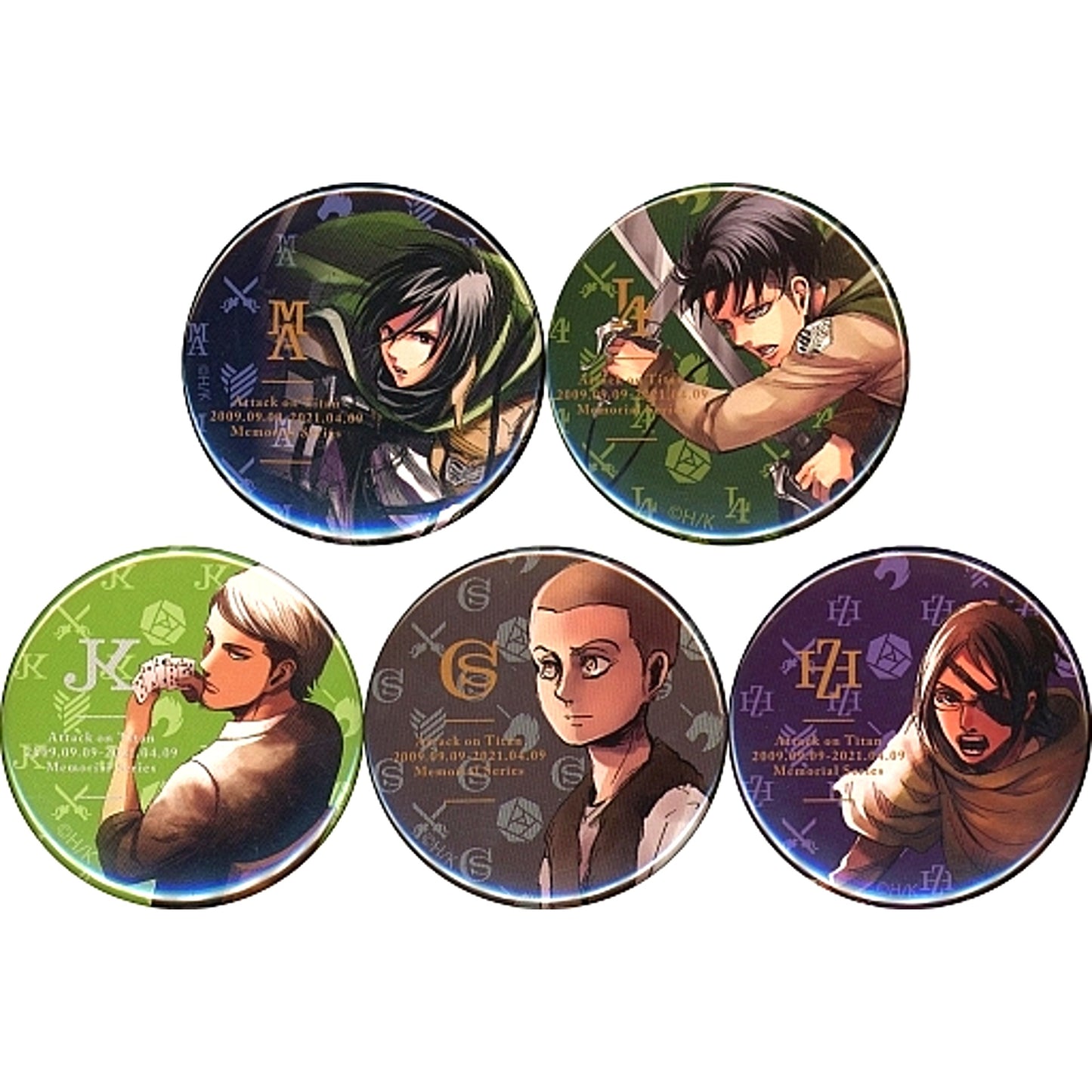 All 5 Types Set Attack on Titan Online Exhibition Trading Badge B Ver. [USED]
