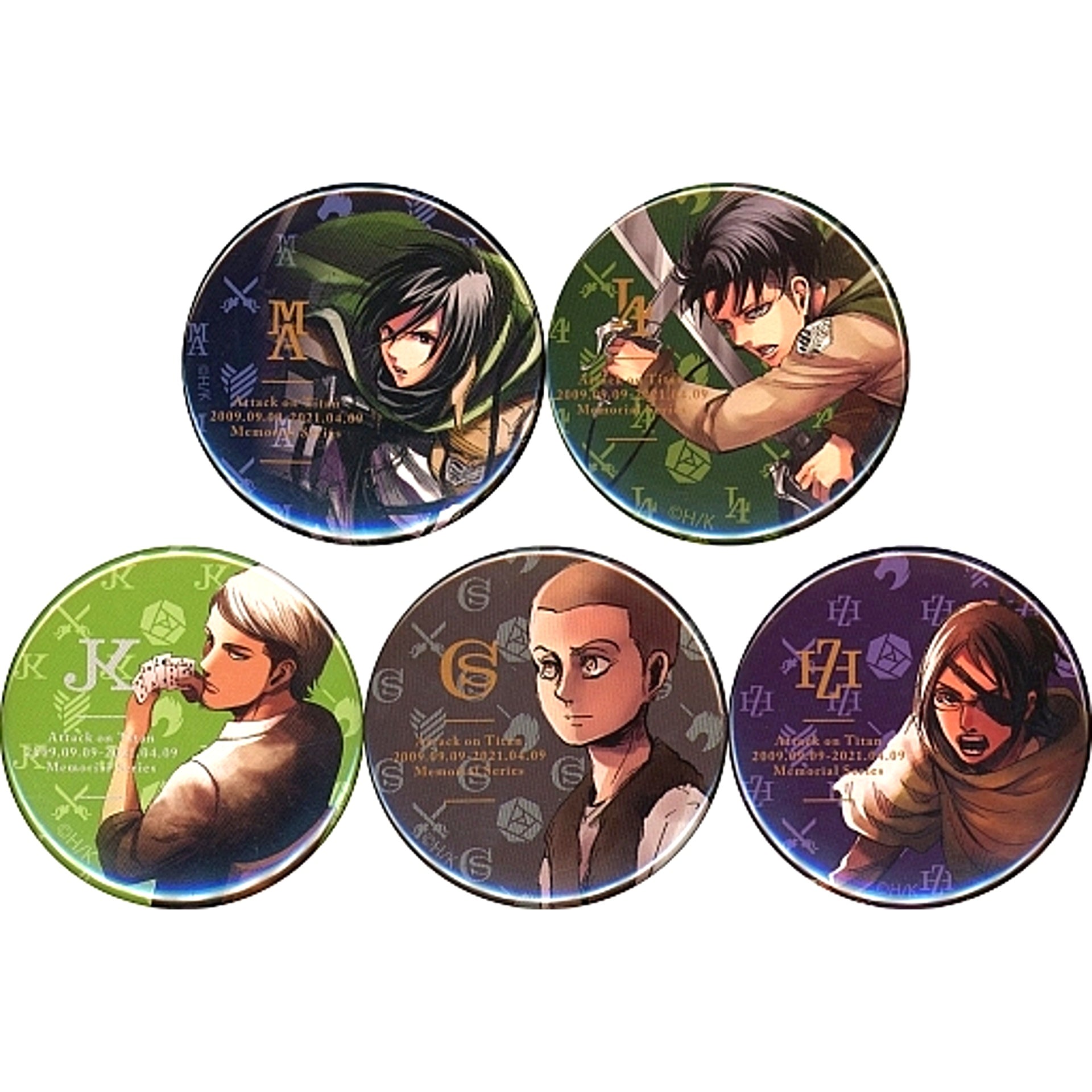 All 5 Types Set Attack on Titan Online Exhibition Trading Badge B Ver. [USED]