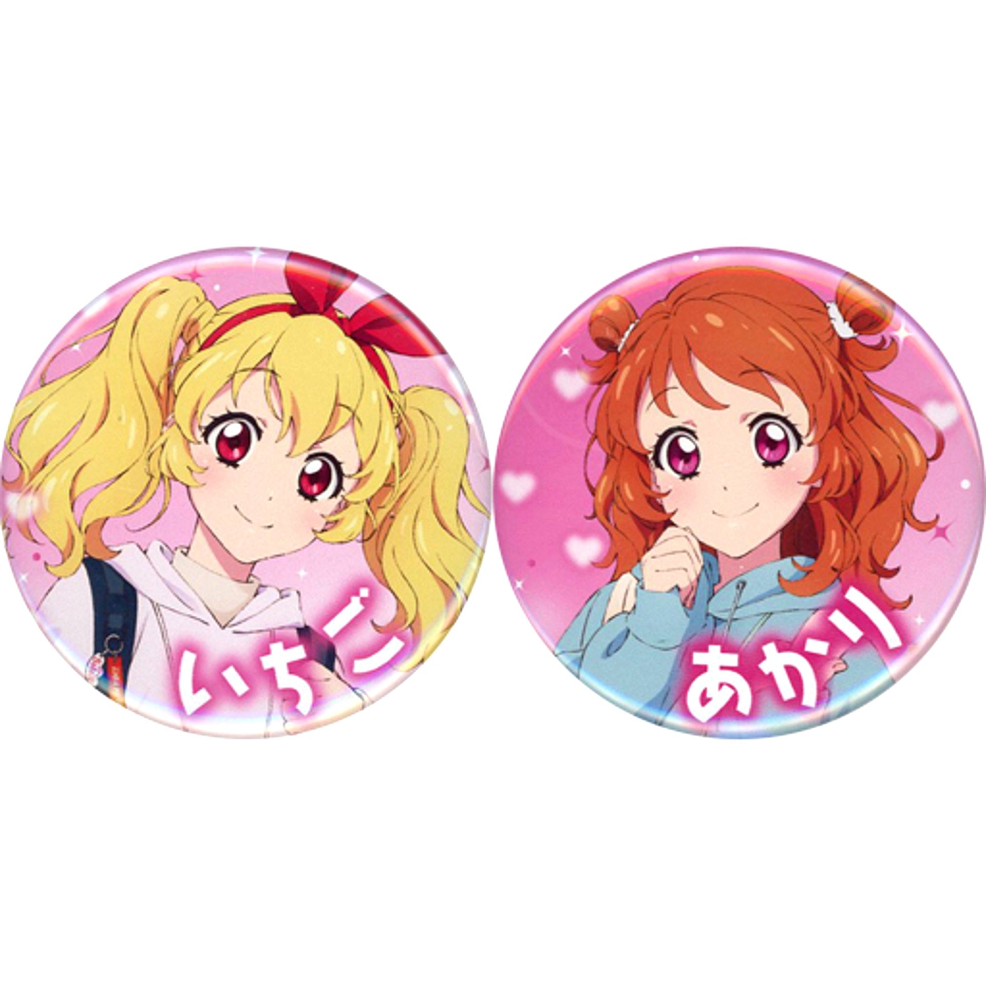 Ichigo Hoshimiya & Akari Ozora Set of 2 Round Buttons All Aikatsu! x Village Vanguard Vol. 5 [USED]
