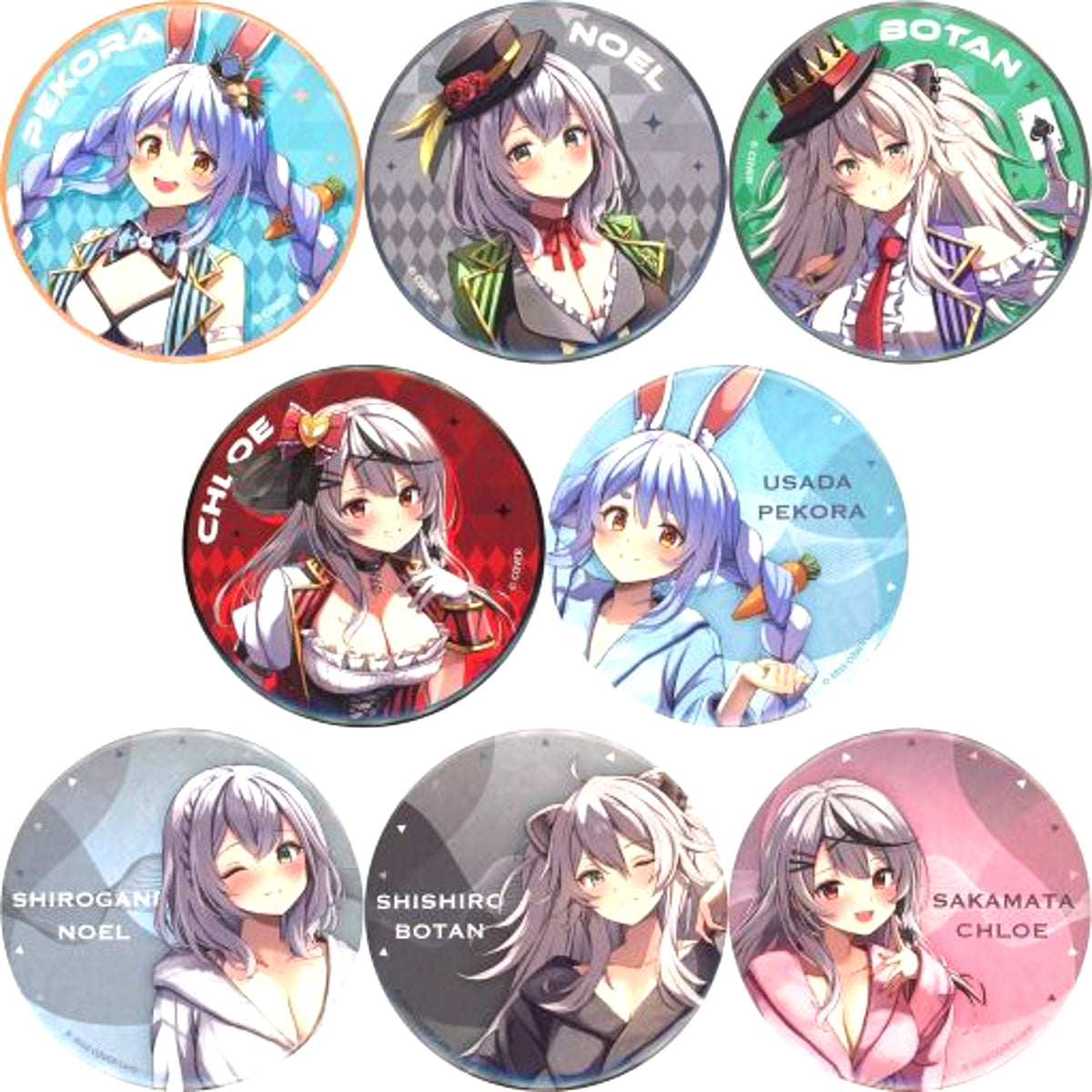 Set of 8 Virtual YouTuber Hololive RED TOKYO TOWER Trading Button Regular Proportions Ver. [USED]