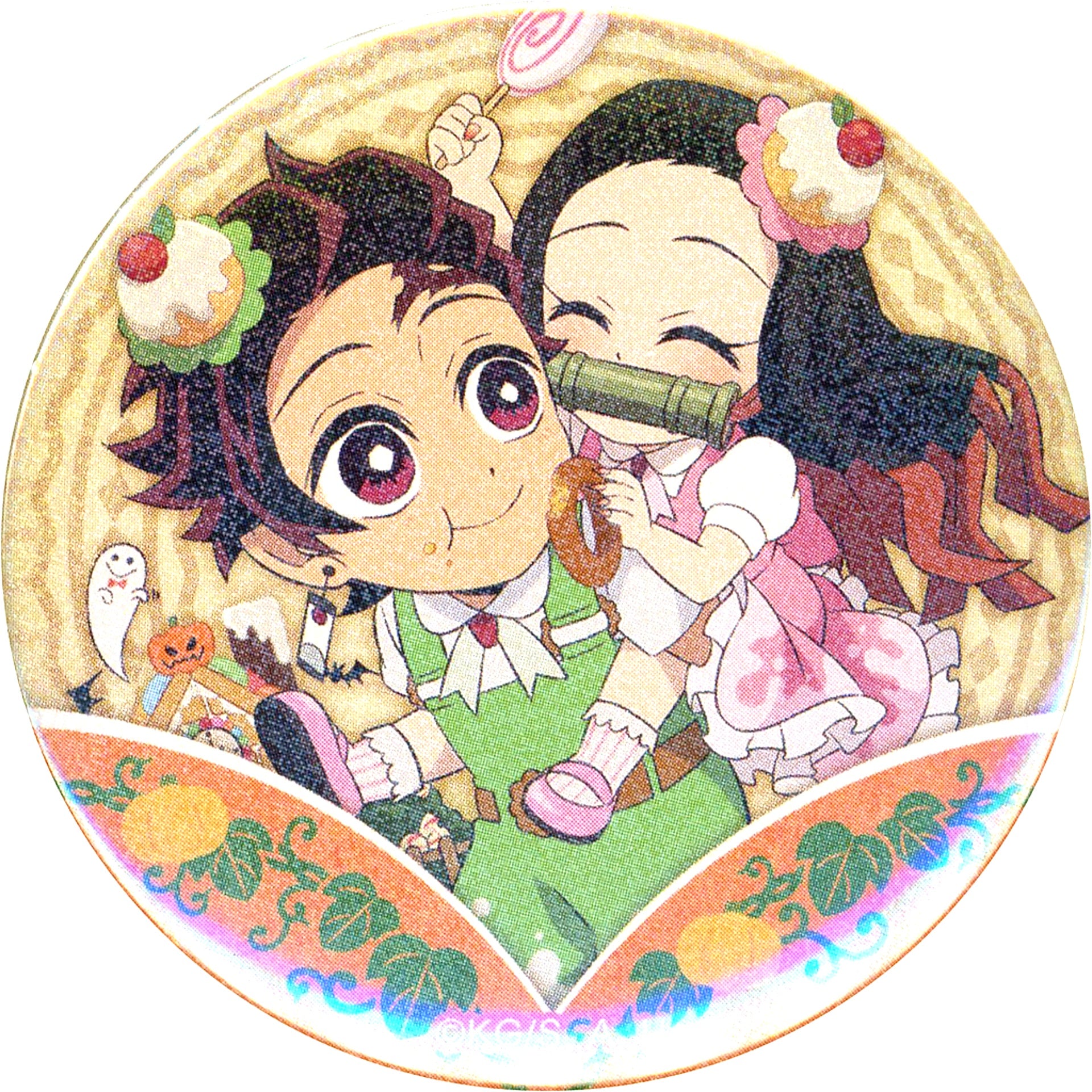 Tanjiro Kamado & Nezuko Kamado Demon Slayer ufotable Cafe Machi Asobi CAFE Halloween Event 2022 Random Button A Glitter [USED]