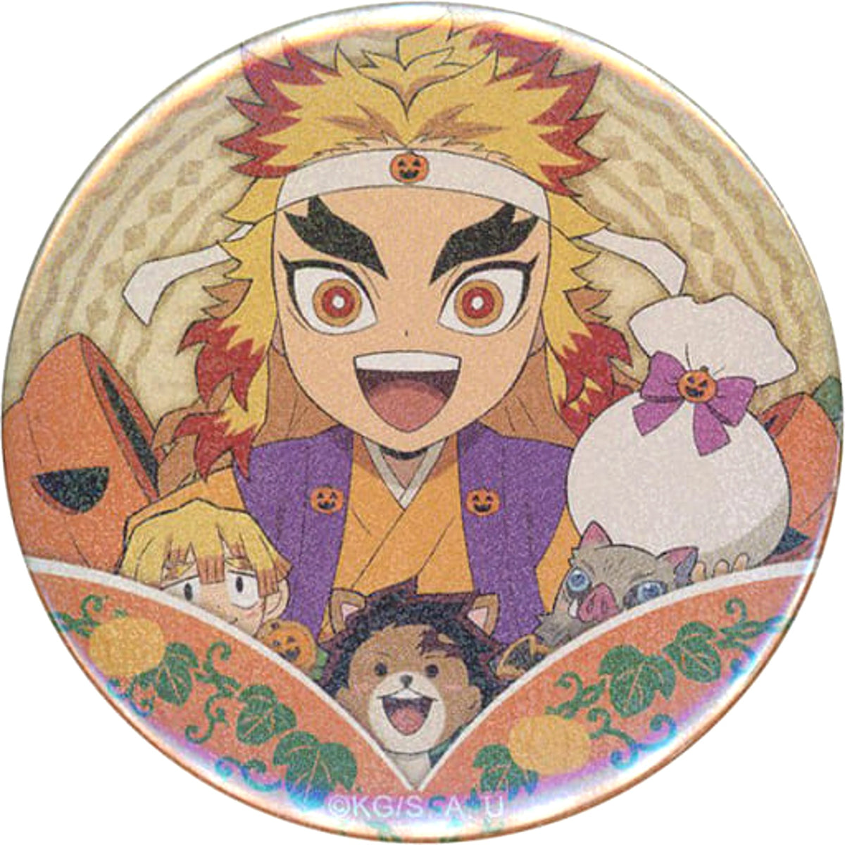 Demon Slayer: Kimetsu no Yaiba Kyojuro Rengoku Lame Random Can Badge B Ufotable Cafe Machi Asobi Cafe Halloween Event 2022 Limited Buttons [USED]
