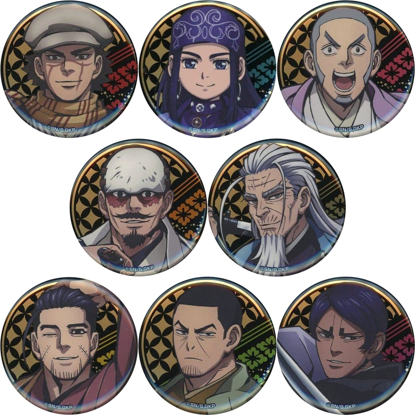 Golden Kamuy Hyakunosuke Ogata & Others Newly Drawn Can Badge Collection Haori Ver. Don Quijote 2nd Edition Limited All 8 Types Set Buttons [USED]