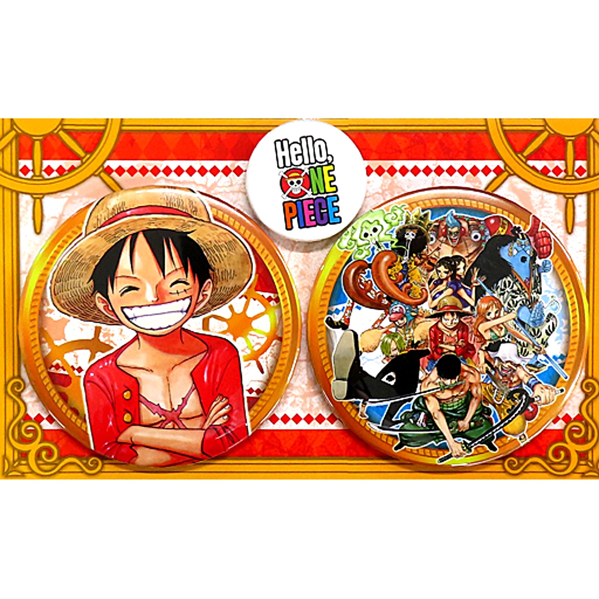 Set of 3 Luffy Logo Group One Piece Button Exhibition Hello ONE PIECE [USED]