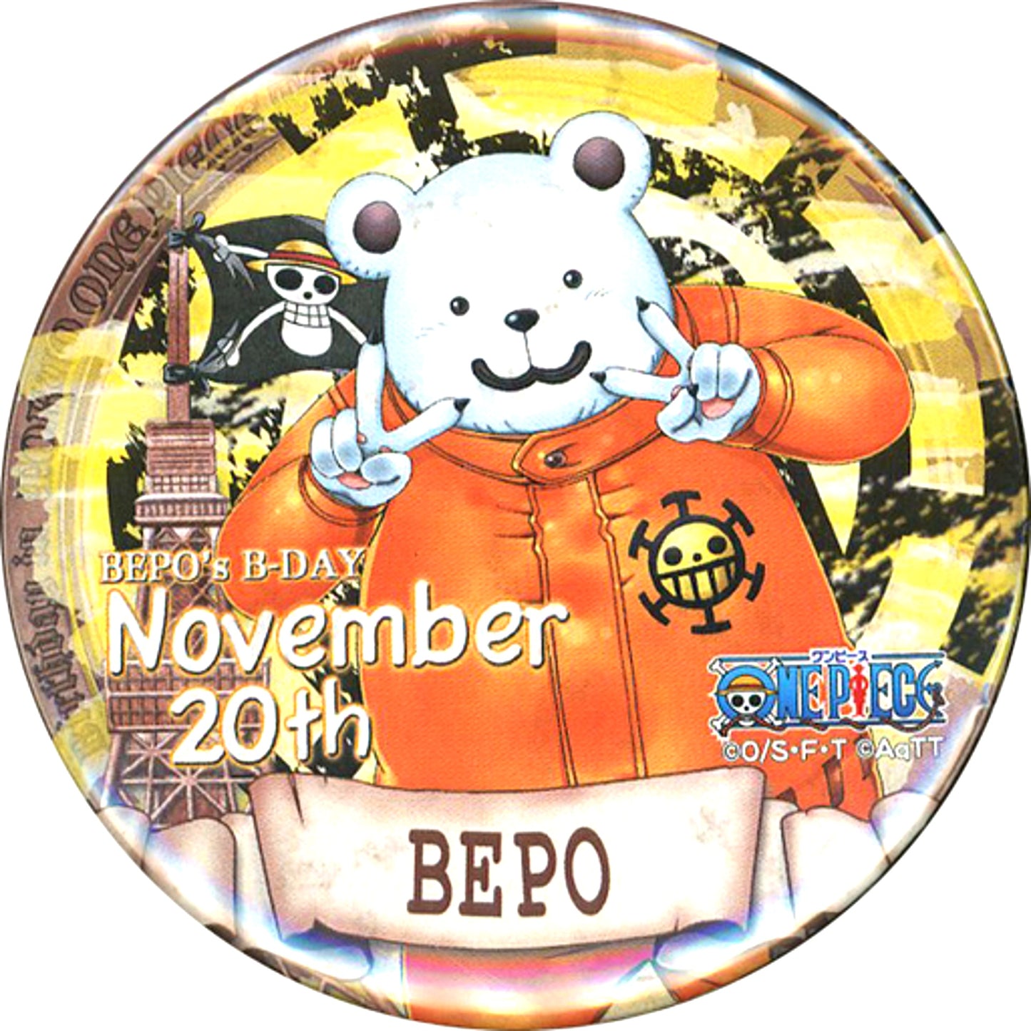 Bepo Birthday Button 2016 One Piece Tokyo One Piece Tower Goods [USED]