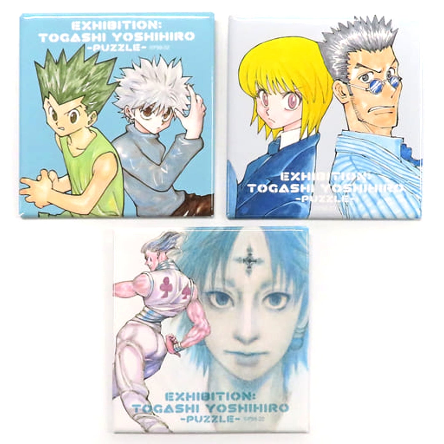 Hunter x Hunter Hunter x Hunter Big Square Can Badge Yoshihiro Togashi Exhibition Puzzle Limited Set of 3 Buttons [USED]