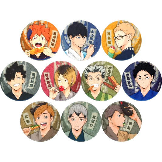 Set of 10 Haikyu!! Trading Button Ennichi Pop-up Shop in Tokyo Station Ichibangai Tokyo Character Street [USED]