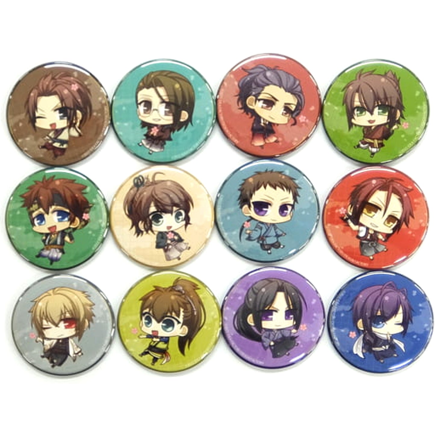 Hakuouki Shinkai: Tenun no Shou Hajime Saito & Others Newly Drawn Chibi Chara Can Badge animate Limited Switch Software Bundled Benefits Set of 12 Buttons [USED]