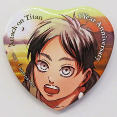 Attack on Titan Ellen Yeager Memorial Heart-Shaped Can Badge 1st Anniversary of Completion Flower Series 1st Edition Target Product Purchase Privilege Buttons [USED]