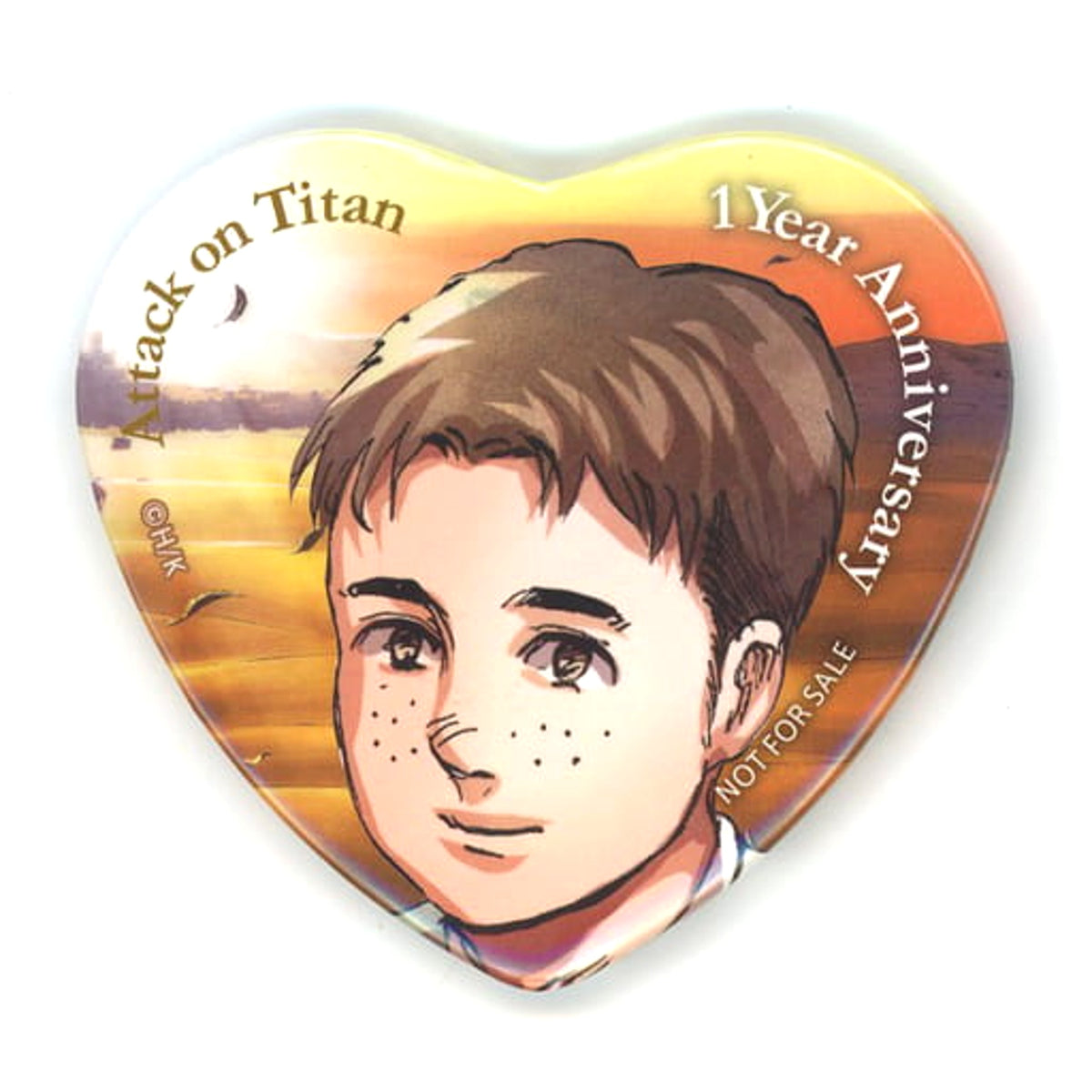 Attack on Titan Marco Bott Memorial Heart-Shaped Can Badge 1st Anniversary of Completion Flower Series 1st Edition Target Product Purchase Privilege Buttons [USED]