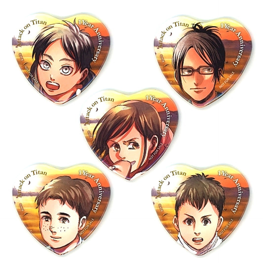 Set of 5 Attack on Titan 1st Anniversary of Completion Flower Series Vol.1 Memorial Heart Button Purchase Bonus [USED]