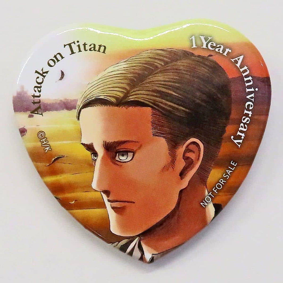 Attack on Titan Erwin Smith Memorial Heart-Shaped Can Badge 1st Anniversary of Completion Flower Series Part 2 Target Product Purchase Privilege Buttons [USED]