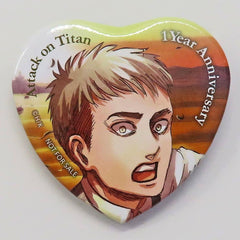 Attack on Titan Jean Kirstein Memorial Memorial Heart-Shaped Can Badge 1st Anniversary of Completion Flower Series Part 2 Target Product Purchase Privilege Buttons [USED]