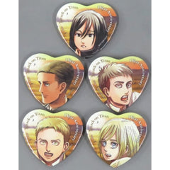 Attack on Titan Erwin Smith & Others Memorial Heart-Shaped Can Badge 1st Anniversary of Completion Flower Series Part 2 Limited Edition Target Product Purchase Privilege All 5 Types Set Buttons [USED]
