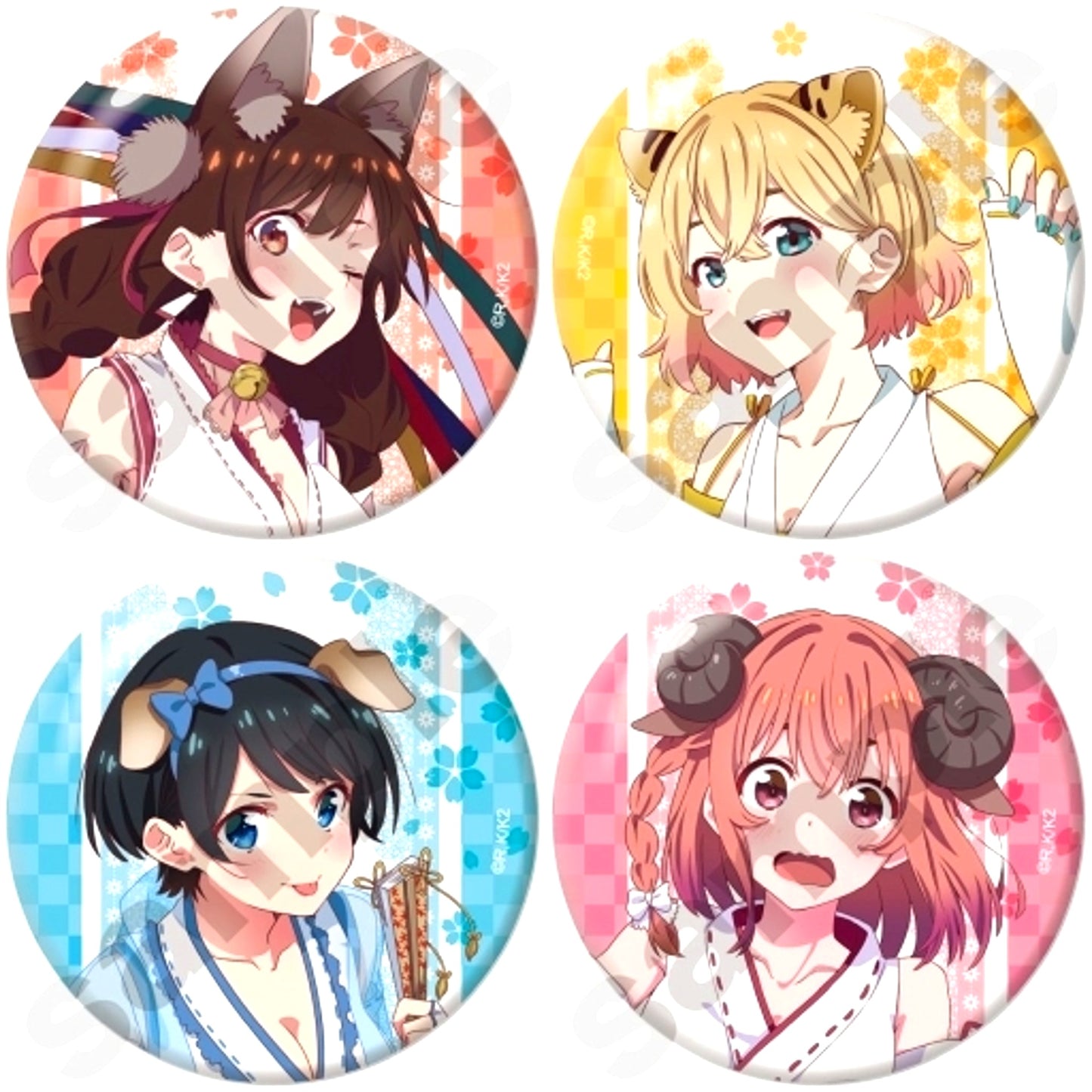Set of 4 Rent-A-Girlfriend Kemo Miko Button [USED]