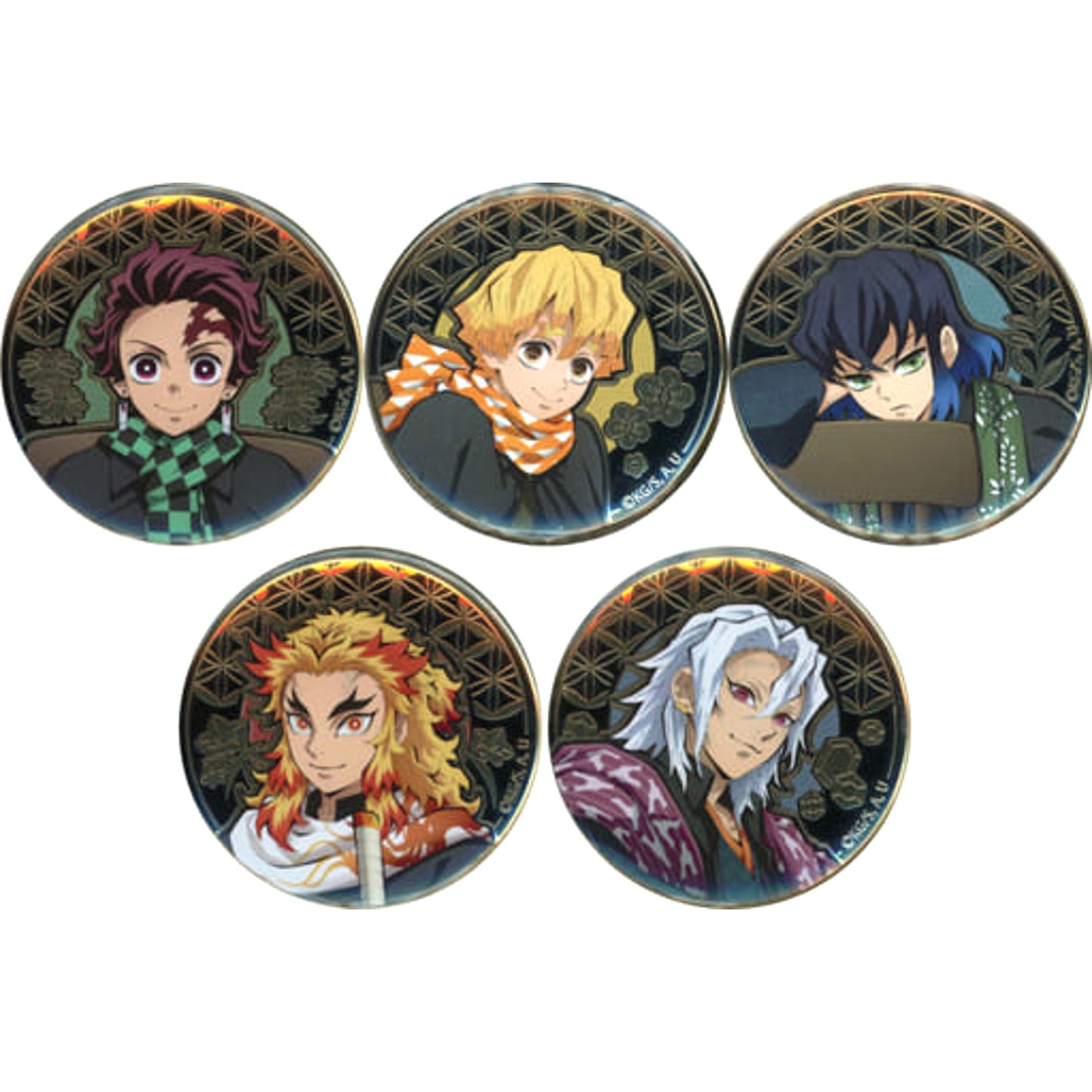 Zenitsu Agatsuma & Others Demon Slayer: Kimetsu no Yaiba All 5 Types Set Relief Metal Button animate Girls Festival 2022 Limited [USED]