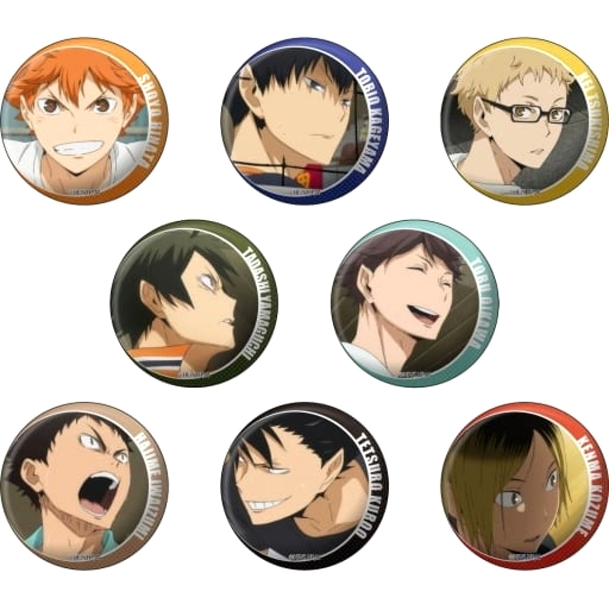 Haikyu!! Shoyo Hinata & Others Hundred Faces Can Badge All 8 Types Set Buttons [USED]