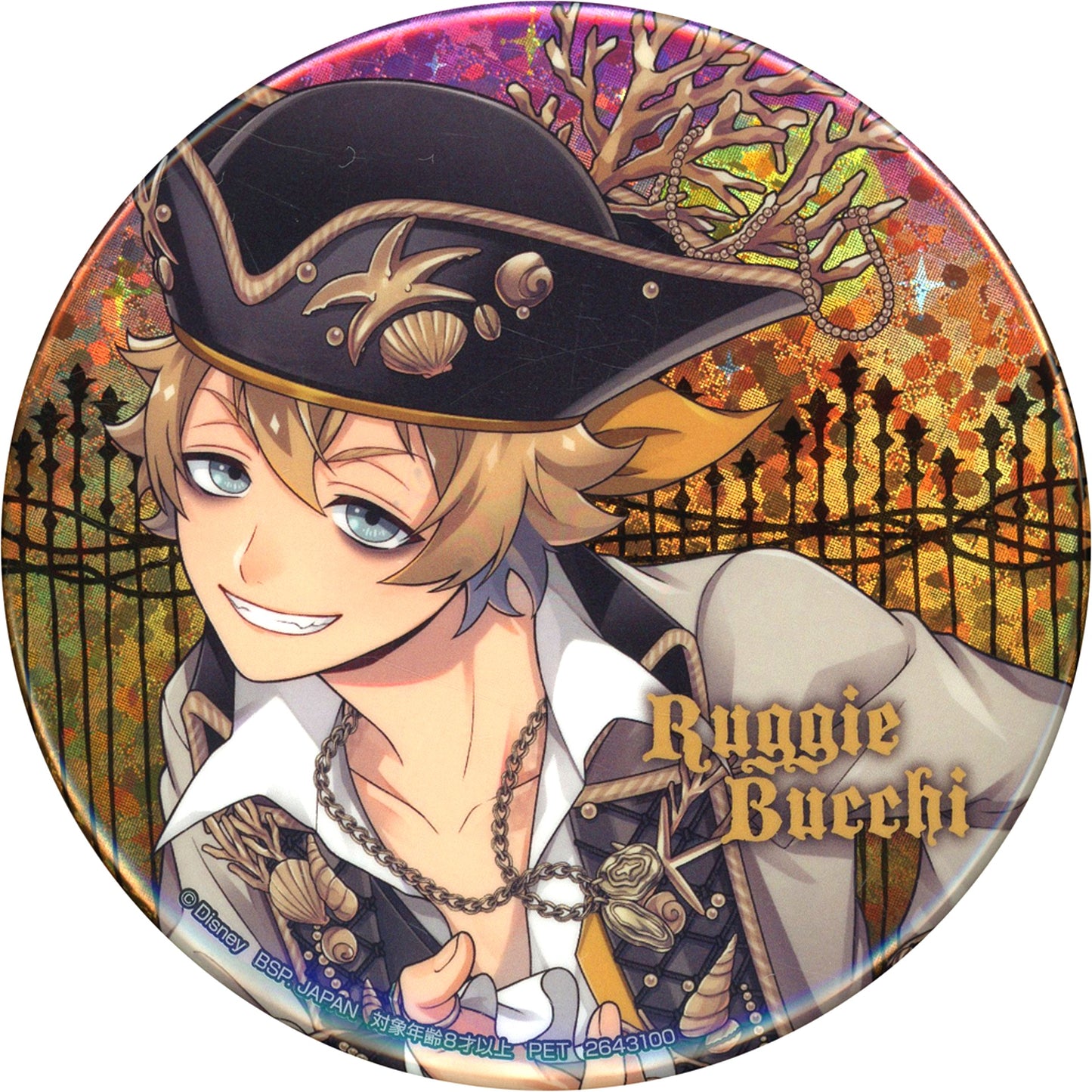 Ruggie Bucchi Disney Twisted-Wonderland Hologram Button Scary Monsters! [USED]
