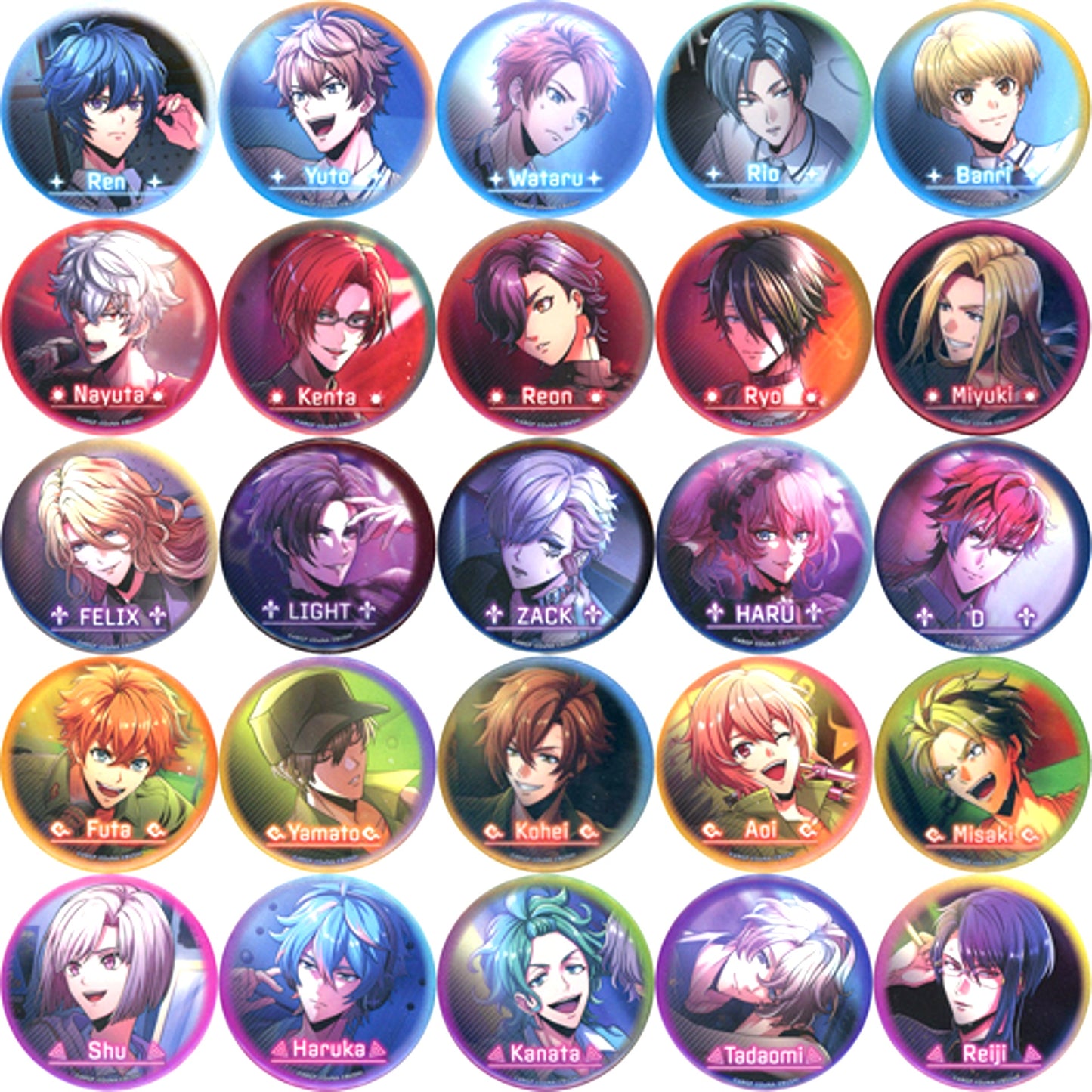 Set of 25 Group ARGONAVIS from BanG Dream! AAside Trading Big Holo Button Vol.3 Animate Limited [USED]